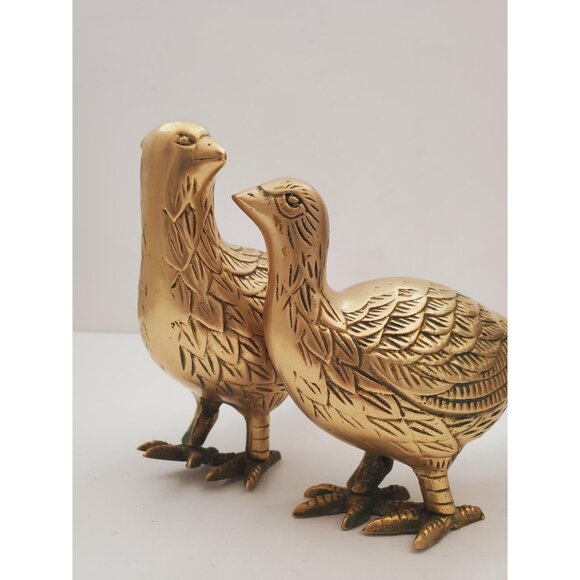 Vintage pair of solid brass male and female pheasants, antique brass bird - Picture 1 of 10